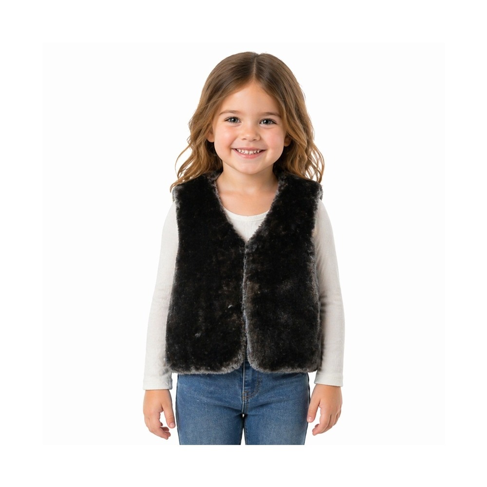 Epic Threads Kids Deep Black Faux Fur Vest Size 4T 100192726TG‎